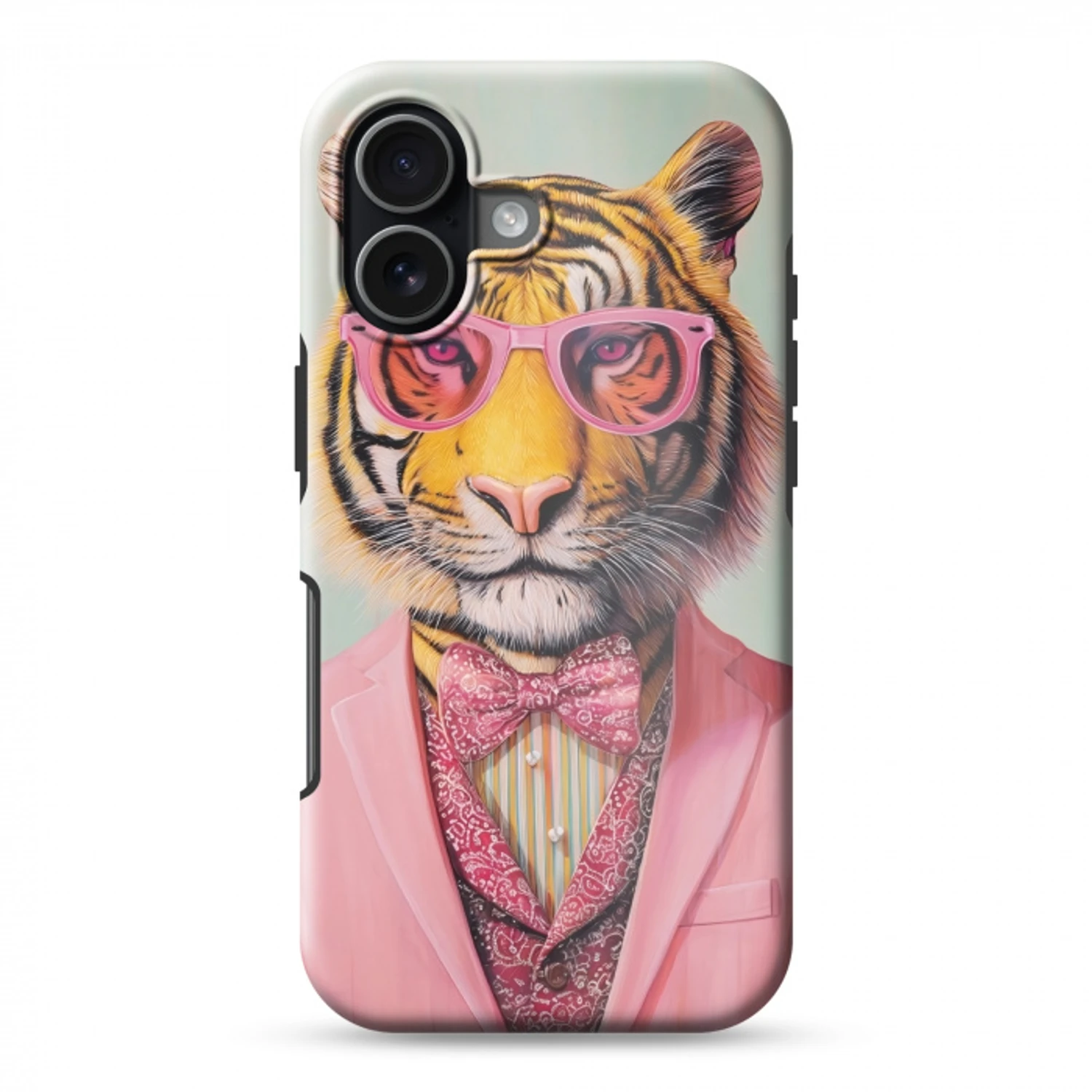 Tijger - Strik - Jasje - Roze Toughcase MagSafe Apple iPhone 17 klein -3d