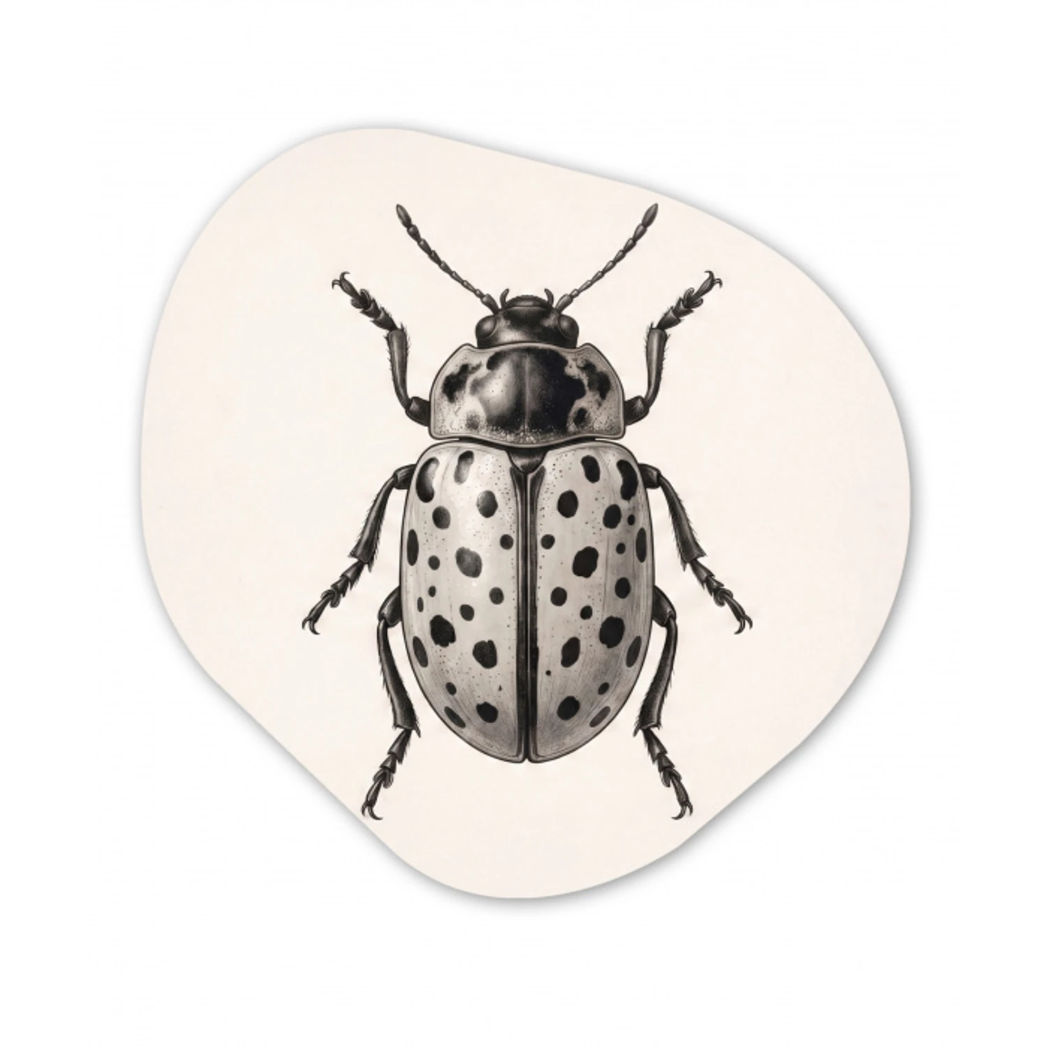 Kever - Insect - Vintage Wandcirkel Organisch Forex 3mm klein -3d