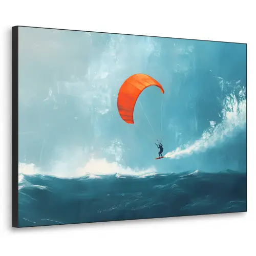 Kitesurfer - Oranje - Zee - Lucht Textielframe - compleet frame klein -3d