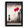 Kunst - Meisje - Ballonnen - Hart - Grijs fotolijst zwart zonder passe partout klein -3d