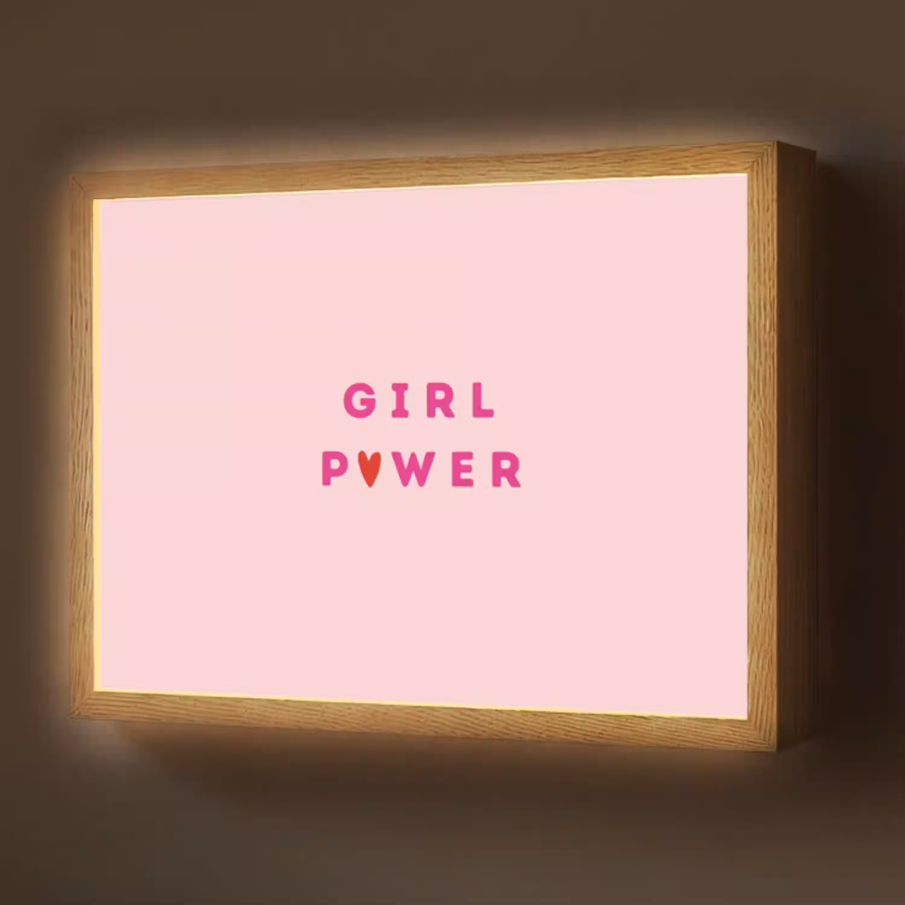 Girl power - Roze - Hartje Light Box met batterij (Wandlamp) middel -z3d_website