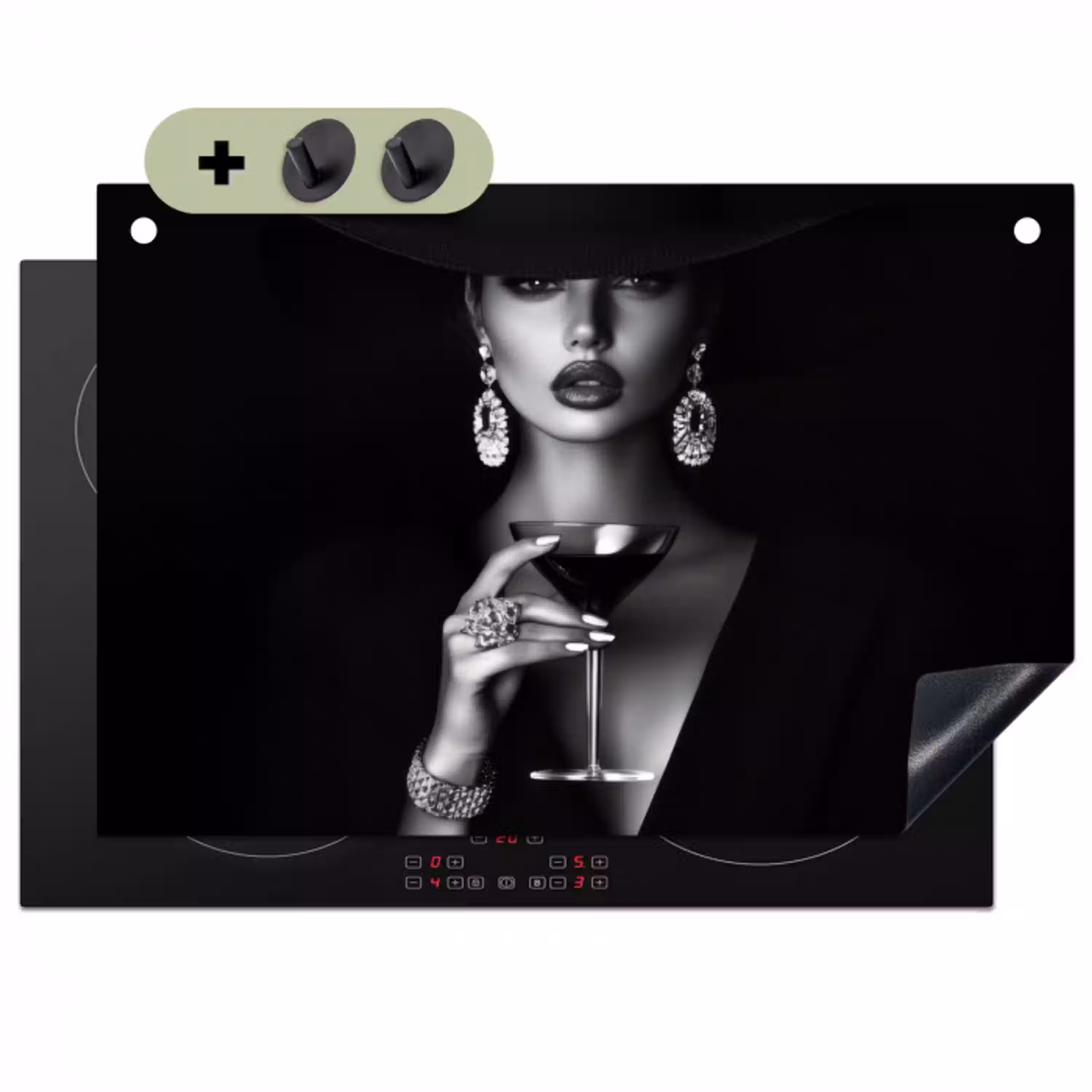 Vrouw - Cocktail - Chic Inductie beschemer met haakjes klein -3d
