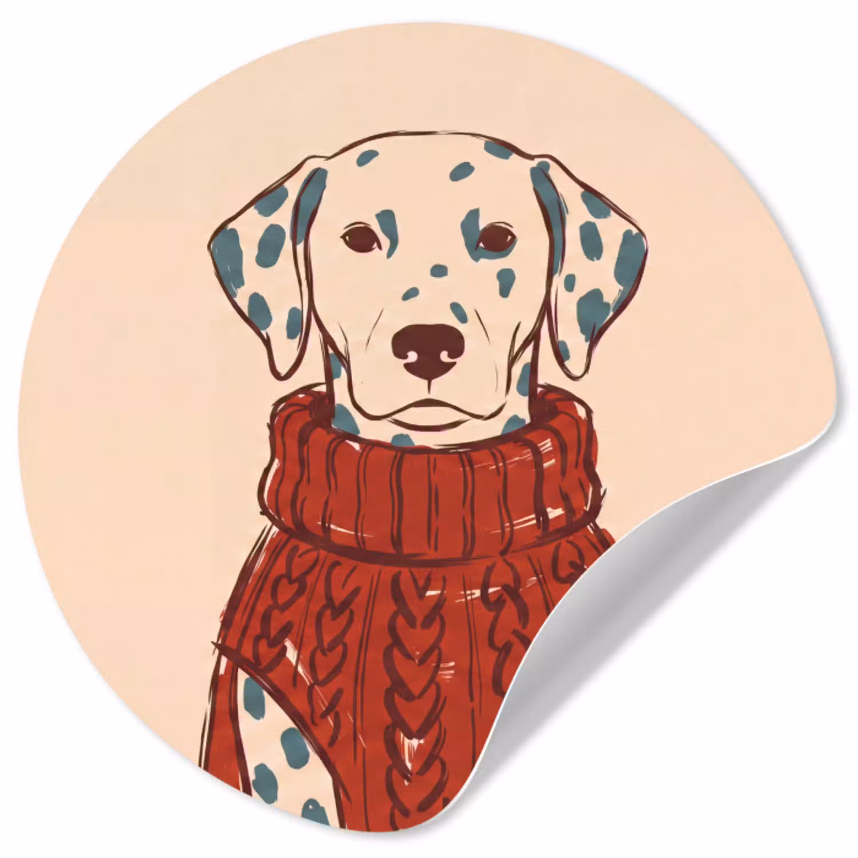 Hond - Trui - Winter - Dieren - Rood Wandcirkel behangsticker klein -3d
