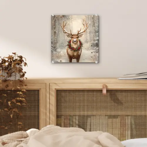 Kerst - Rendier - Winter - Krans plexiglas 5mm klein -sfeer4