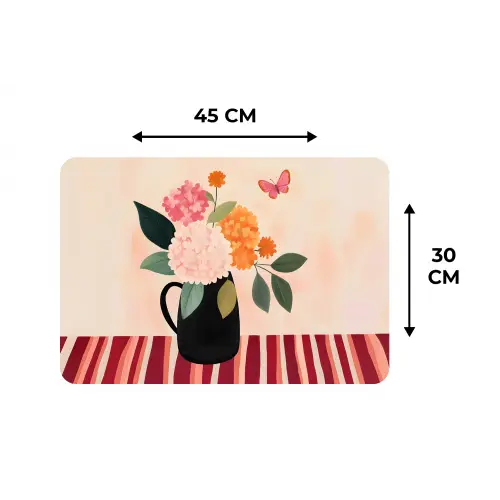 Vaas - Bloemen - Vlinder - Rood Placemat vinyl groot -specs