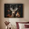 Hert - Dier - Bloemen - Natuur - Botanisch Textielframe zwart klein -sfeer1