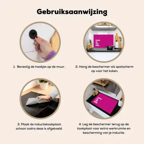 Focus on the good - Roze - Simple Inductie beschemer met haakjes klein -ky-gebruik-nl