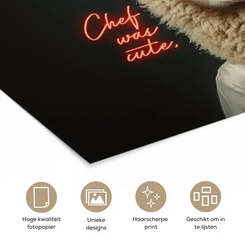 Schaap - Kokskleding - Neon - Quote poster papier klein -closeup_NL