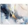 Blauw - Modern - Marmer - Abstract - Goud tuinposter los doek klein -3d