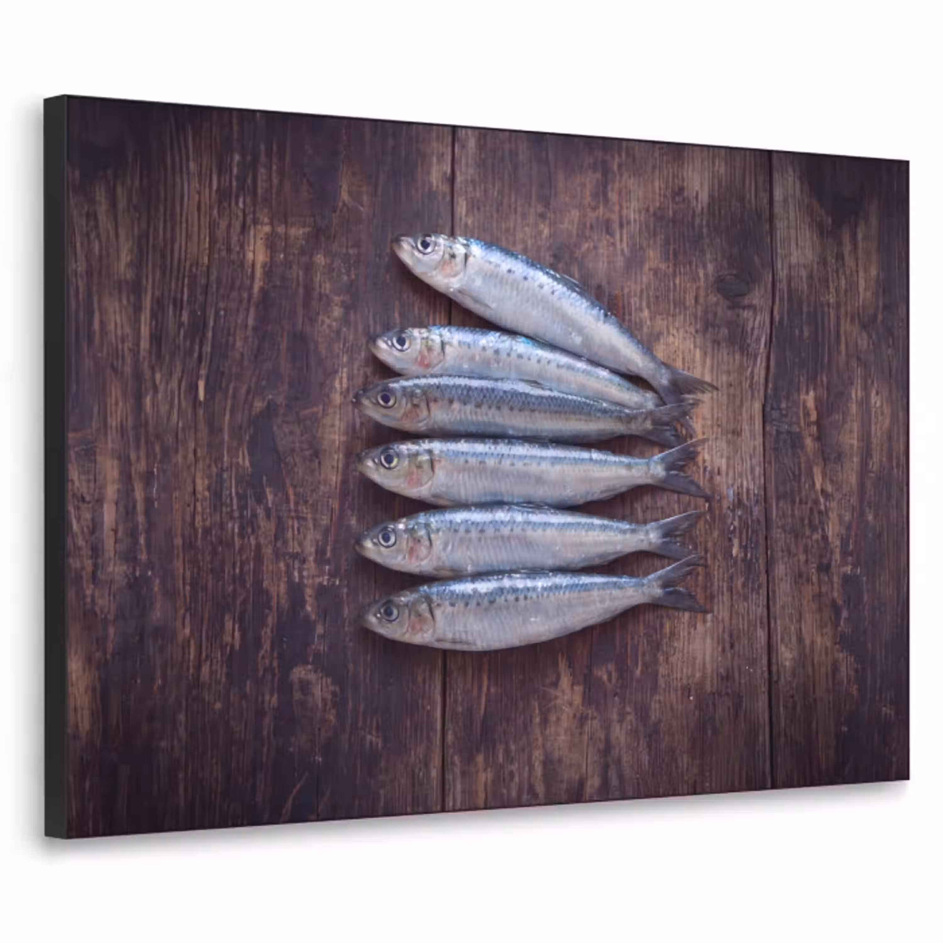 Vis - Hout - Eten Textielframe zwart klein -3d
