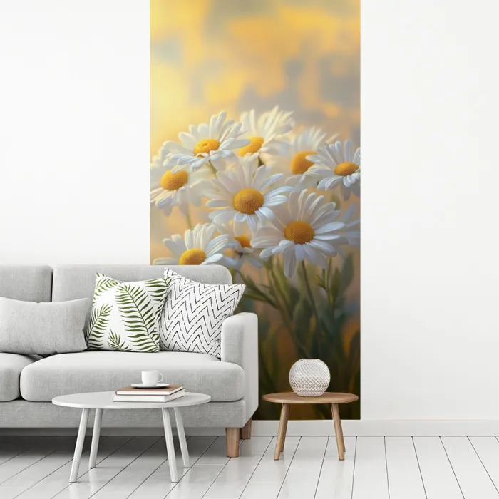 Madeliefjes - Wit - Zonlicht fotobehang vinyl groot -woonkamer