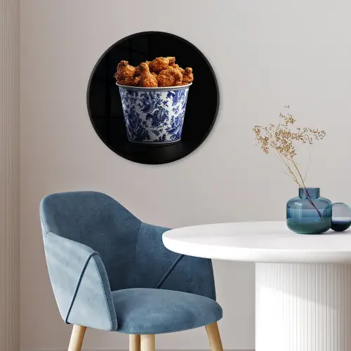 Kip - Bucket - Delfts blauw - Lekker Fotolijst rond zonder passe partout klein -sfeer2