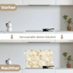 Warm - Gouden - Marmer - Patroon keuken achterwand spatscherm klein 900 -voor_na_DE