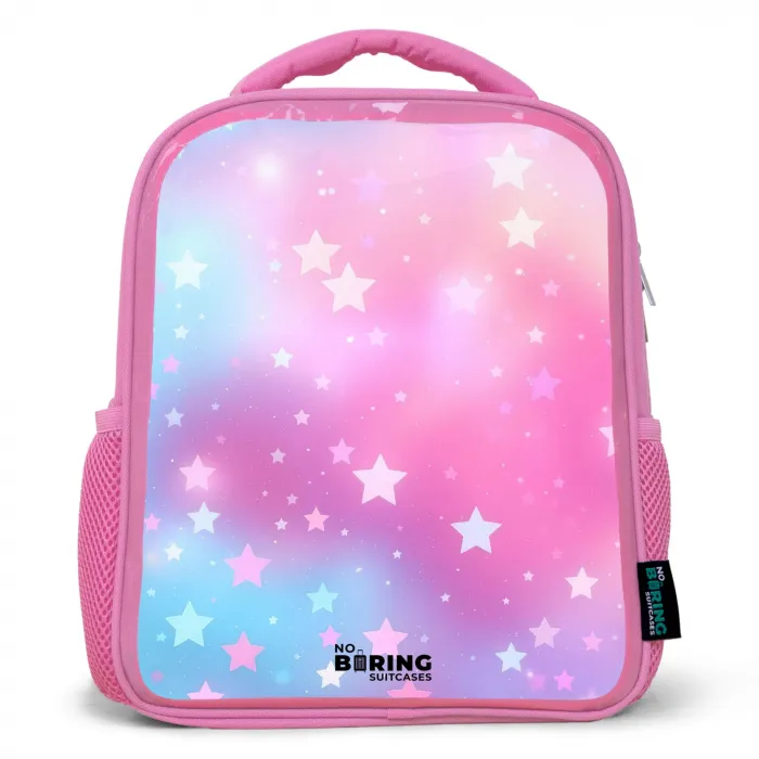 Sterren - Roze - Blauw Kinderrugzak - Roze middel -3d