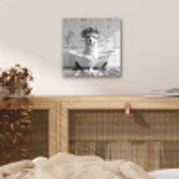 Alpaca - Bloemen - Dier - Bad - Zwart - Wit aluminium wit klein -sfeer3