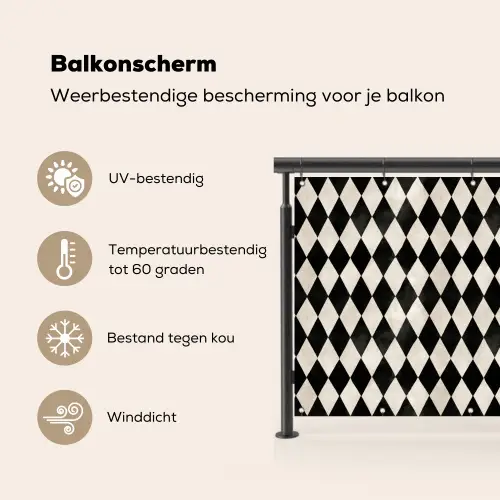 Klassiek - Patroon - Zwart Balkonbeschermer Duitsland klein 596 -specs_NL