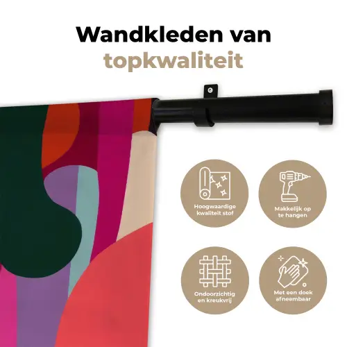 Kleurvakken - Recht - Rond - Abstract Wandkleed katoen klein -sfeer2