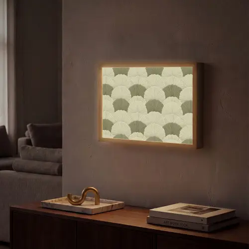 Bladeren - Structuur - Groen Light Box met batterij (Wandlamp) middel 907 -sfeer1