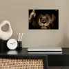 Leeuw - Dieren - Zwart - Portret poster papier klein -sfeer1