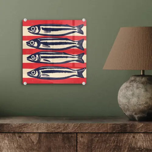 Sardines - Rood en beige strepen plexiglas 5mm klein -sfeer3