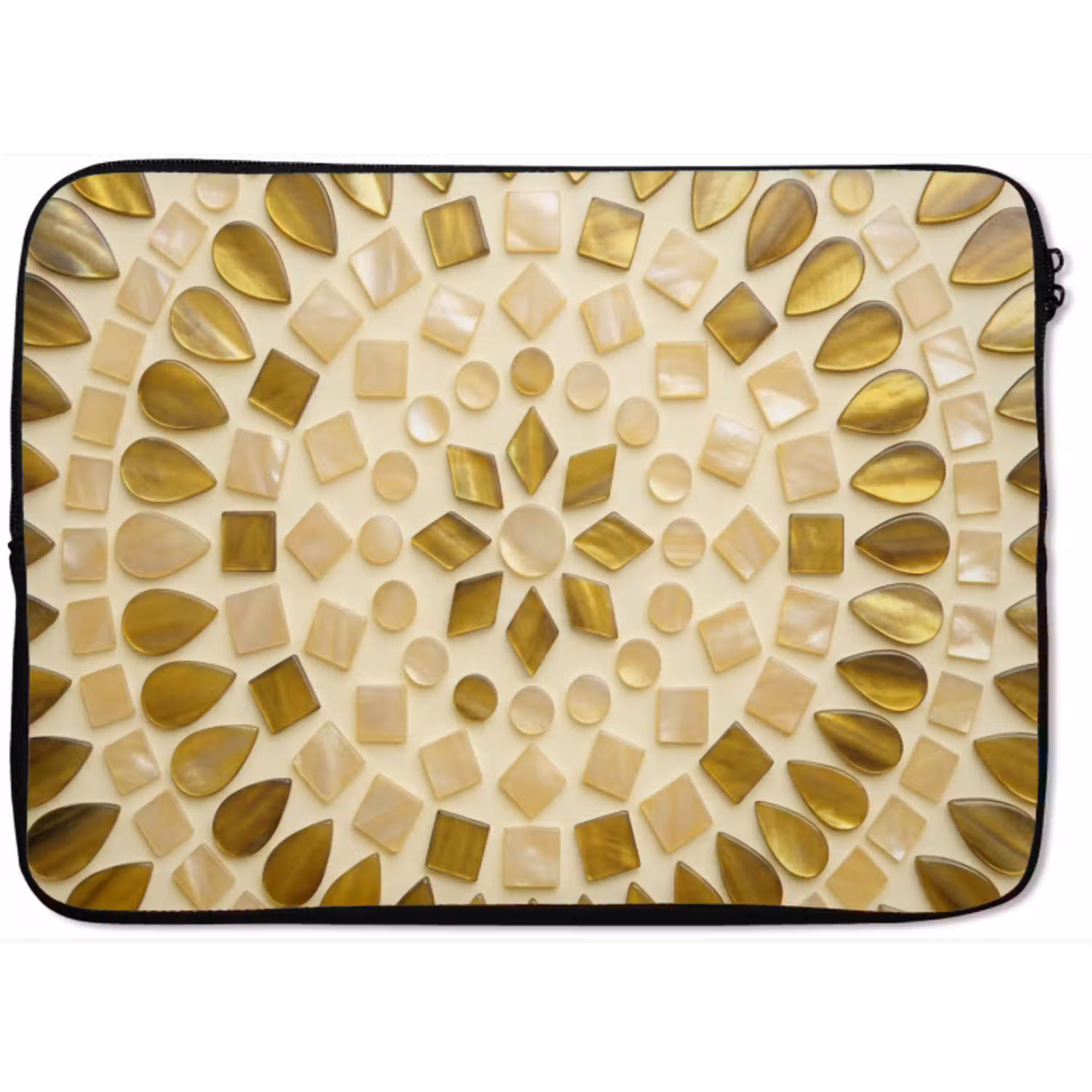 Patroon - Vormen - Mozaïek - Abstract - Goud laptophoes neopreen klein -zkaufland3dotto