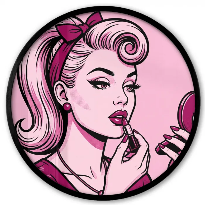 Vintage - Vrouw - Roze Fotolijst rond zonder passe partout klein -3d