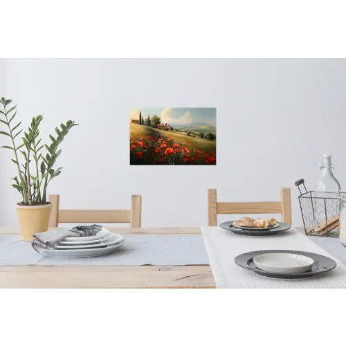 Klaprozen - Rood - Heuvels - Landschap Muursticker klein -eettafel