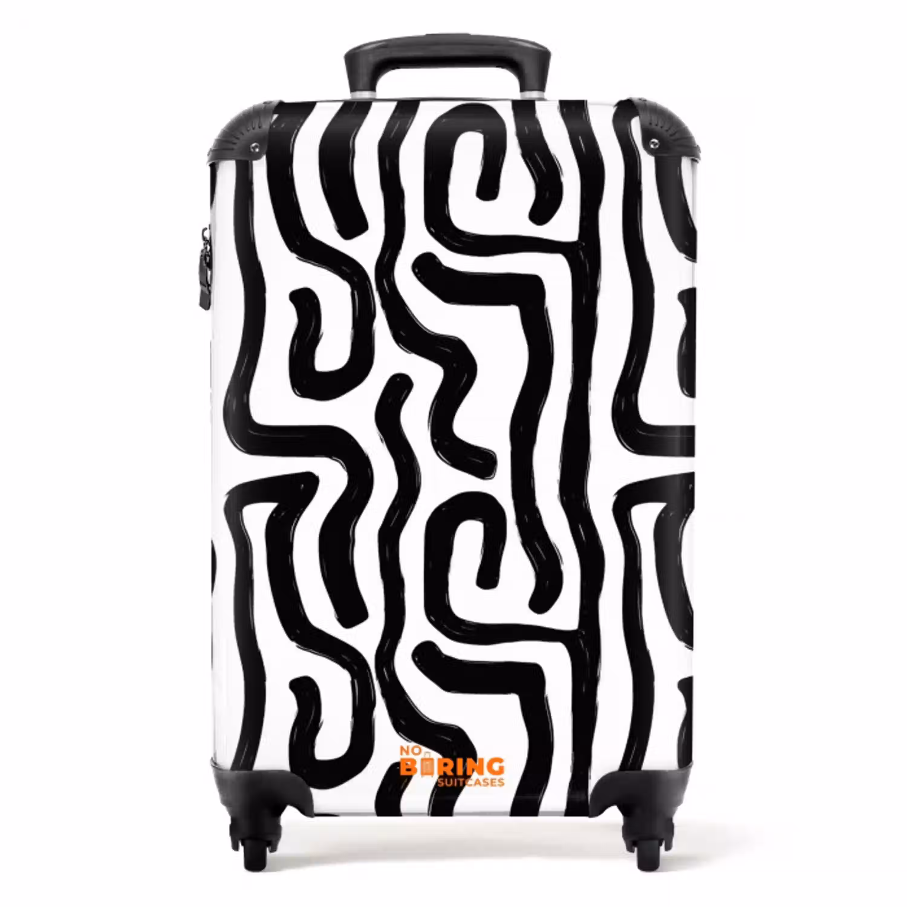 Modern - Lijnen - Zwart NBS - Handbagage koffer - Volwassenen Unisex middel -productfoto_recht