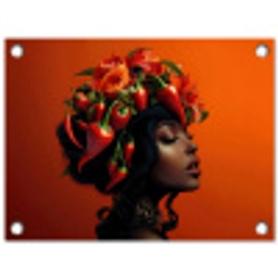Vrouw - Chilipepers - Pepers - Bloemen tuinposter los doek klein -3d
