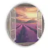 Doorkijk - Lavendel - Landschap - Bloemen - Paars Akoestische PET Vilt - Rond klein -3d