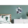 Patroon - Blauw - Vierkanten Wandcirkel aluminium klein -slaapkamer