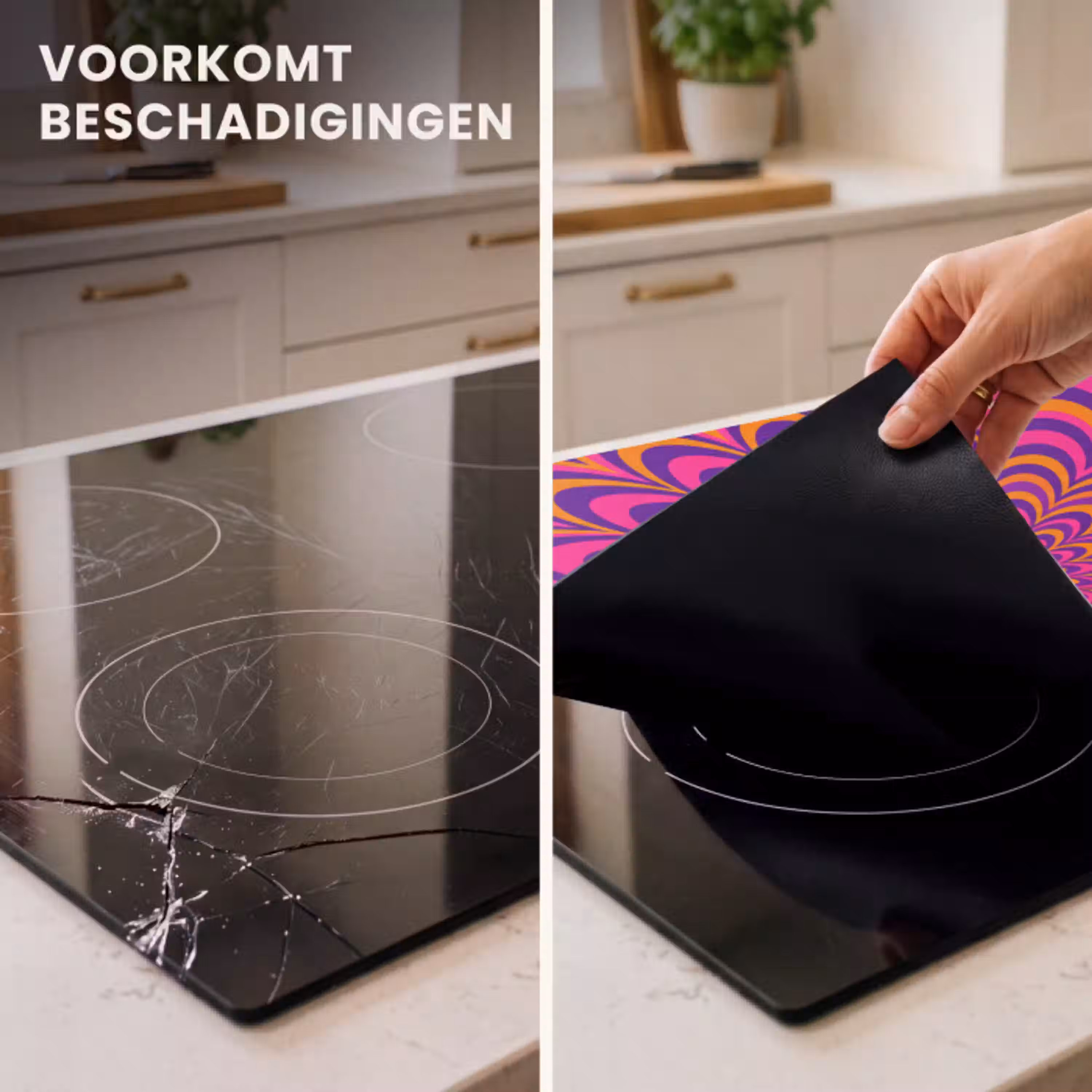 Patroon - Optisch - Kleurrijk Inductie beschermer vinyl 3mm middel -sfeer1