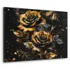 Rozen - Goud - Zwart - Bloemen - Modern Textielframe zwart klein -3d