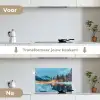 Winterlandschap - Natuur - Huis - Bergen - Sneeuw keuken achterwand spatscherm klein -voor_na_NL