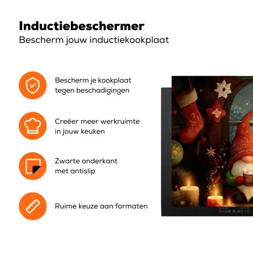 Gnooms - Kerst - Raam - Kleurrijk Inductie beschermer vinyl 3mm klein -zzzzzzz-td-ups