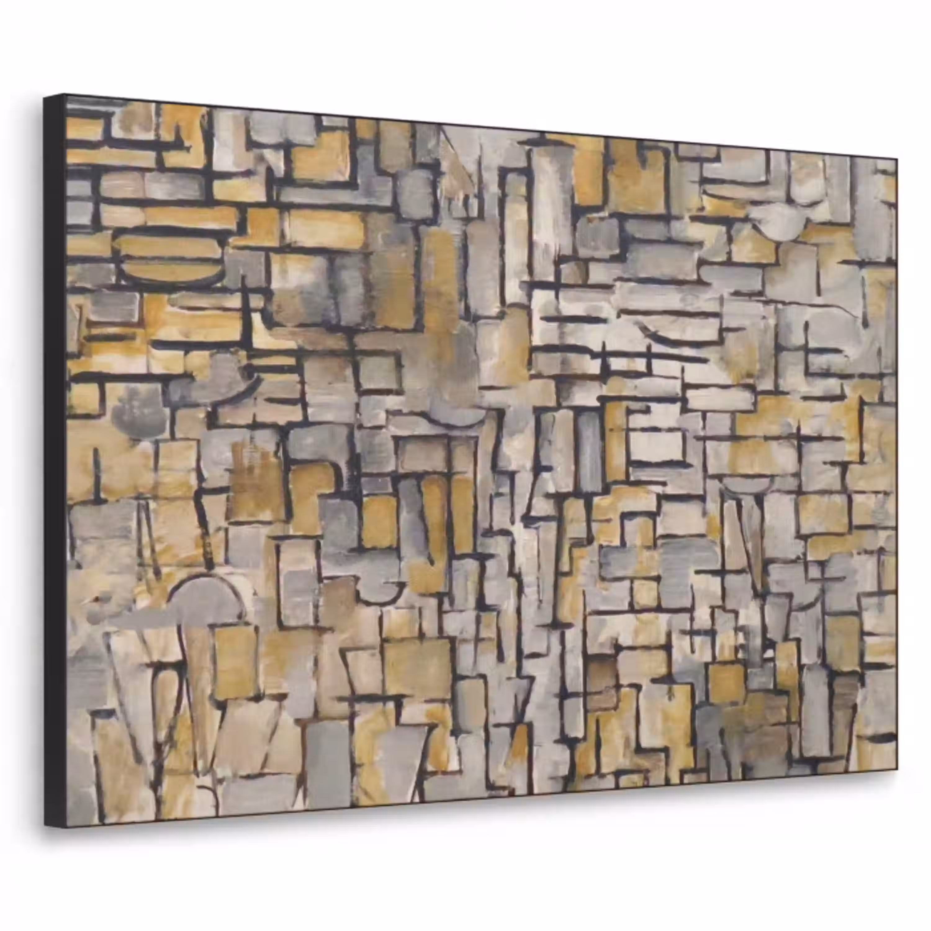 Mondriaan - Kunst - Oude meesters - Tableau I Textielframe zwart klein -3d