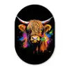 Schotse Hooglander - Graffiti - Kleurrijk - Bloem - Dieren Wandcirkel Ovaal Forex klein -3d