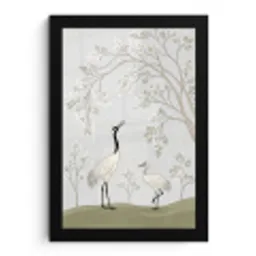 Minimalistisch - Kraanvogels - Blauw fotolijst zwart zonder passe partout klein -3d