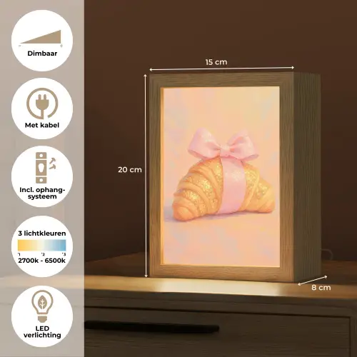 Croissant - Strik - Roze Light Box met kabel (Tafellamp) klein -USP_NL