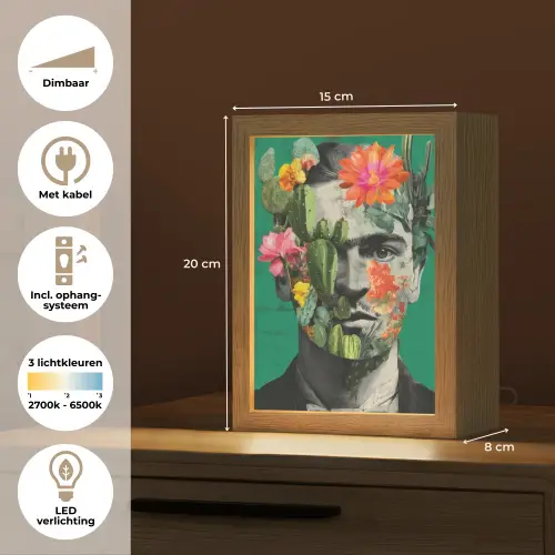 Man - Planten - Groen Light Box met kabel (Tafellamp) klein -USP_NL
