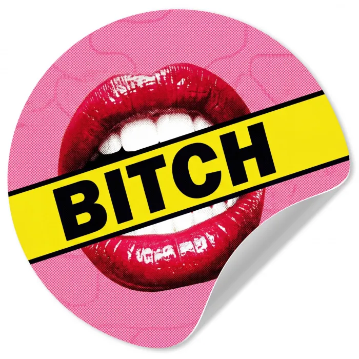 Lippen - Tekst - Kleurrijk Wandcirkel behangsticker klein -3d