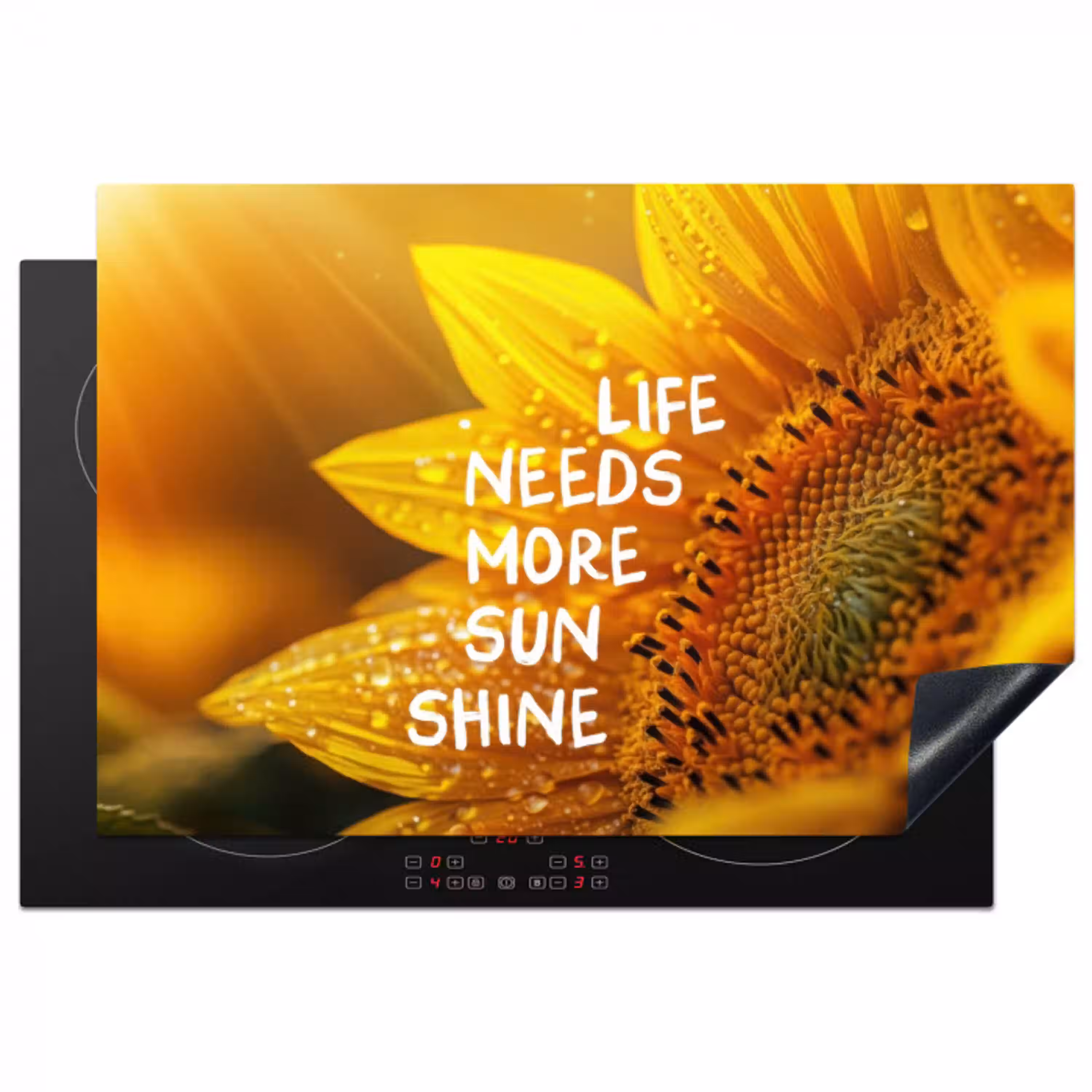 Zonnebloem - Close up - Geel - Quote Inductie beschermer vinyl 3mm klein -3d