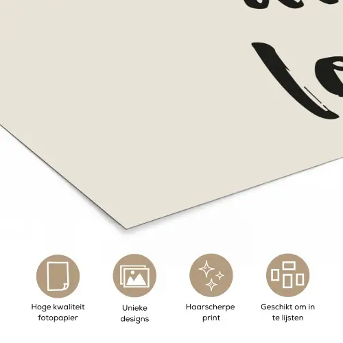 Minimalistisch - Beige - Love poster papier klein -closeup_NL