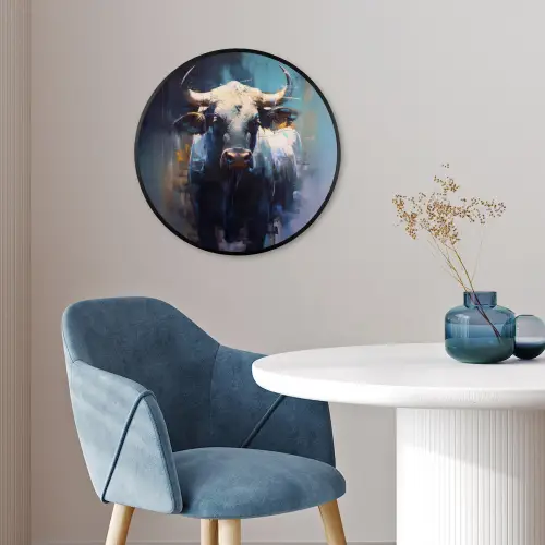 Stier - Zwart - Abstract - Horens Fotolijst rond zonder passe partout klein -sfeer2