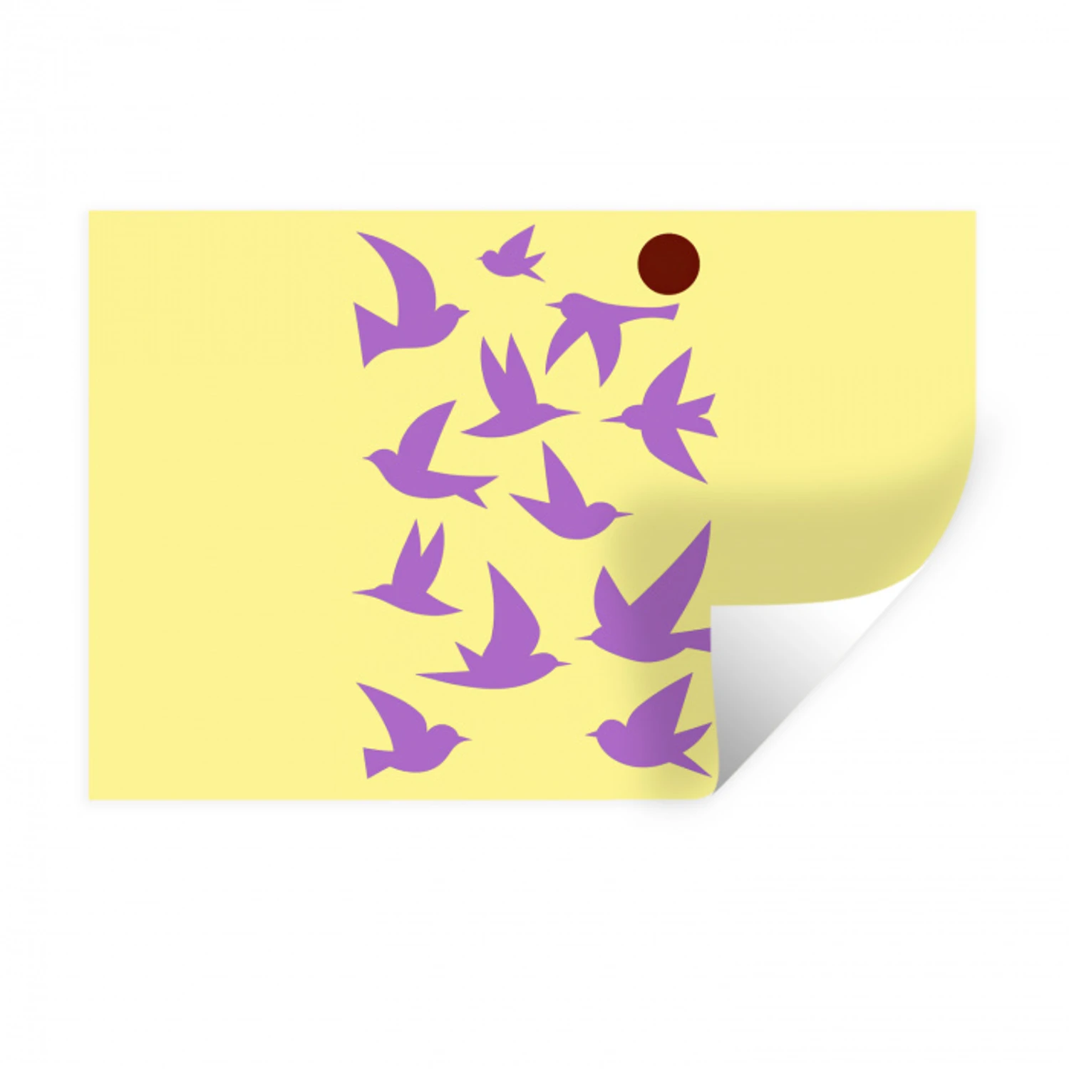 Vogels - Cirkel - Geel - Beweging Muursticker klein -3d
