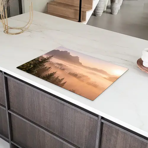Zonlicht - Mist - Bergen - Bomen Inductie beschermer vinyl 3mm klein -sfeer8
