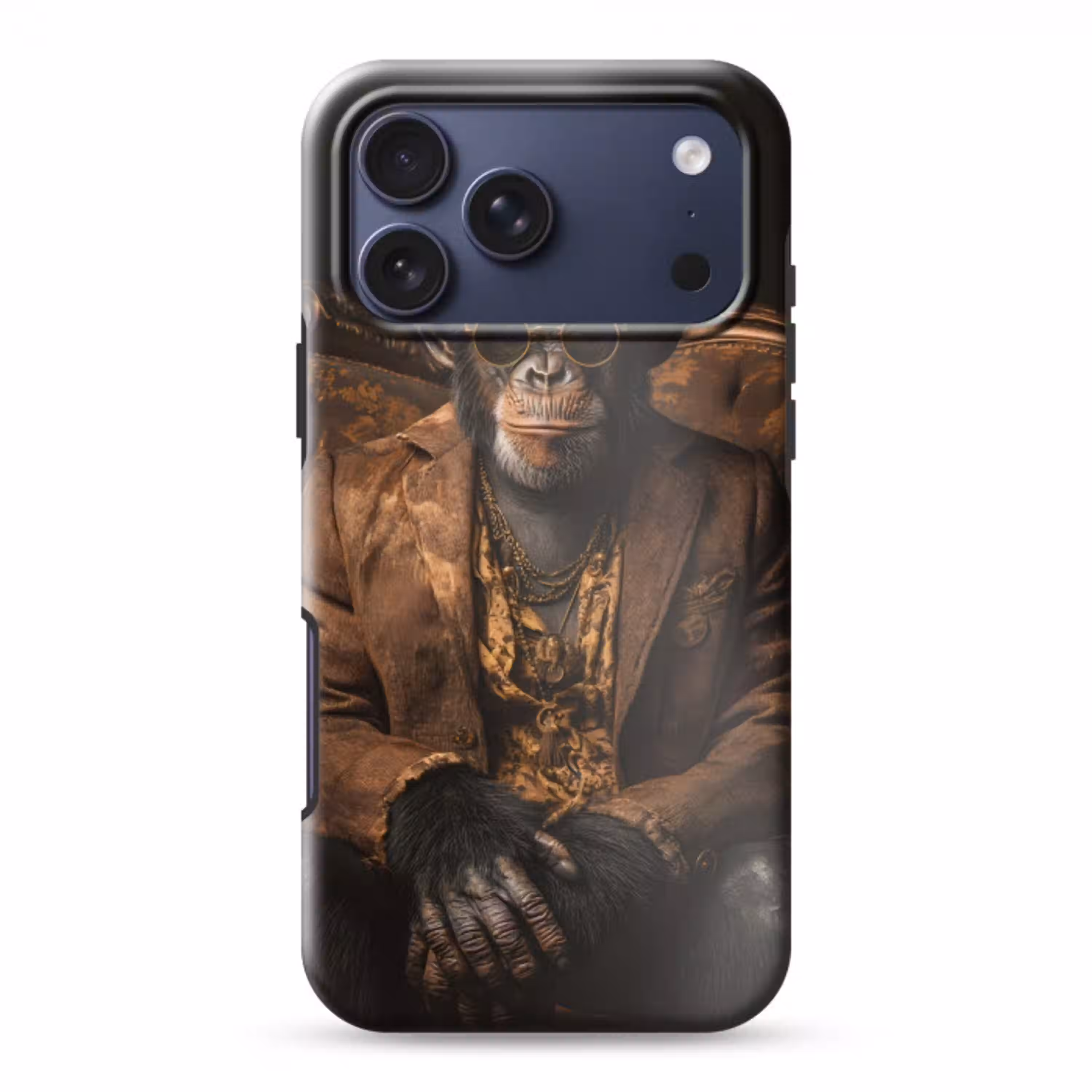 Chimpansee - Stoel - Pak - Bruin Toughcase MagSafe Apple iPhone 17 Pro Max klein -3d