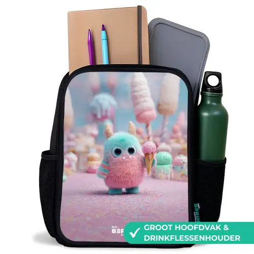 Zoet Monstersnoep Avontuur Rugzak - Zwart middel -inhoud_NL