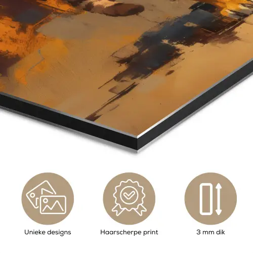 Tijger - Geschilderd - Oranje - Penseelstreken aluminium wit klein -closeup_NL