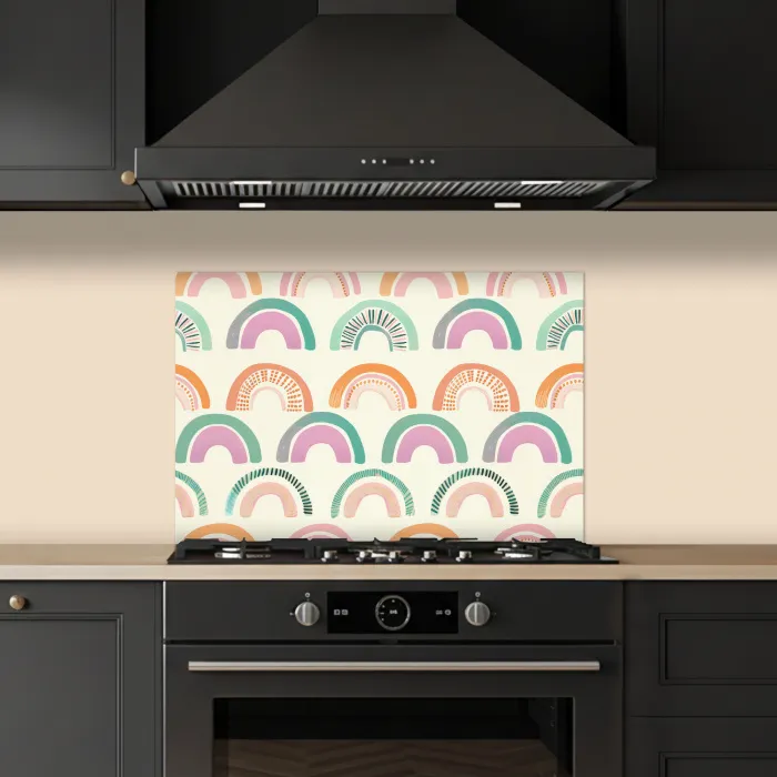 Regenboog - Pastel - Patroon keuken achterwand spatscherm klein -sfeer1